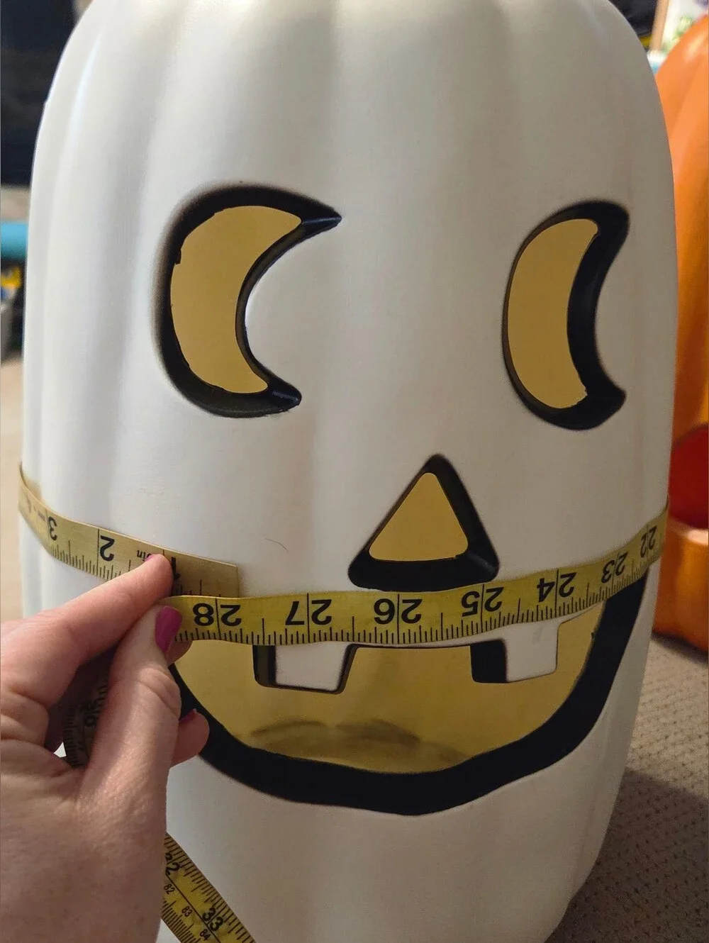 White Light up Pumpkin with Timer. Decorative Prop - Halloween Fall Decor.